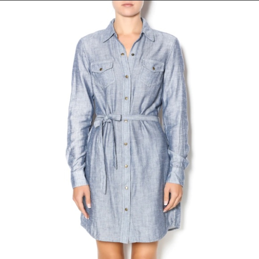 CARVE Designs Belted Chambray Dress Pockets Sz 8